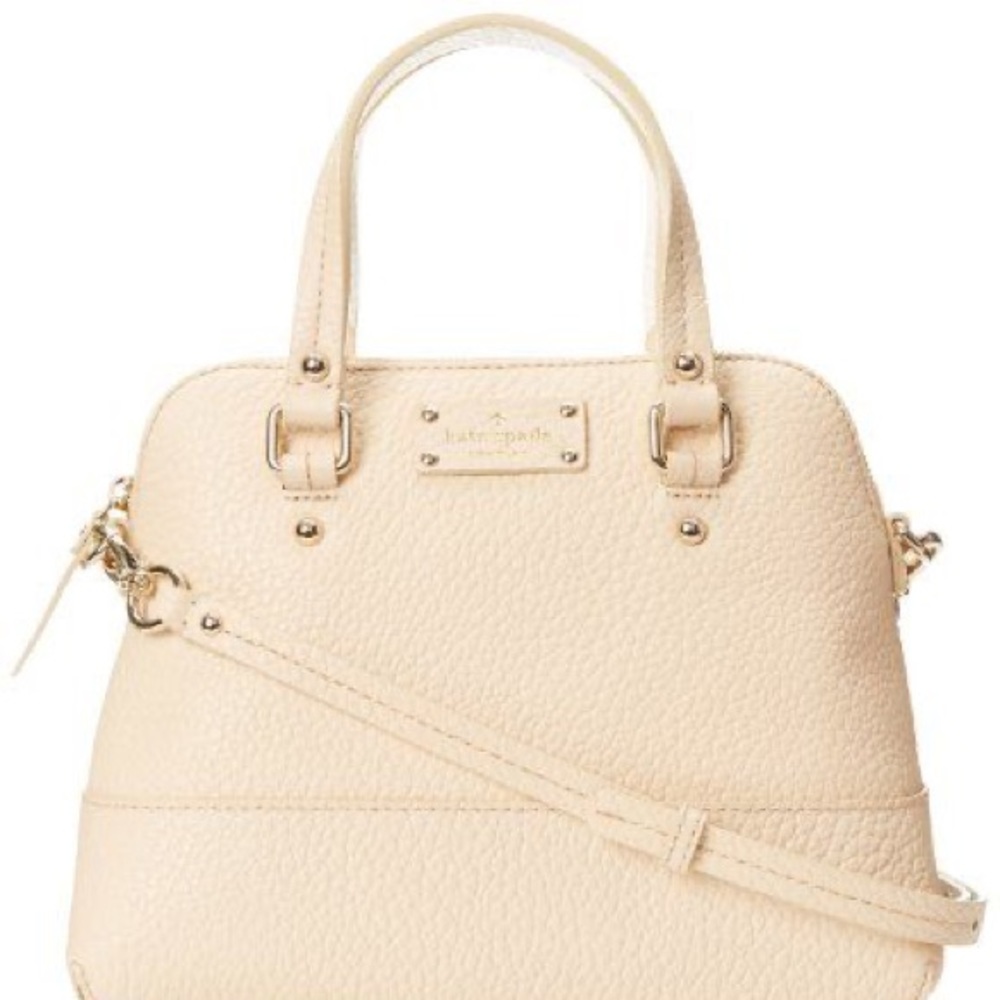 KateSpade-Maise raw almond cowhide leather satchel